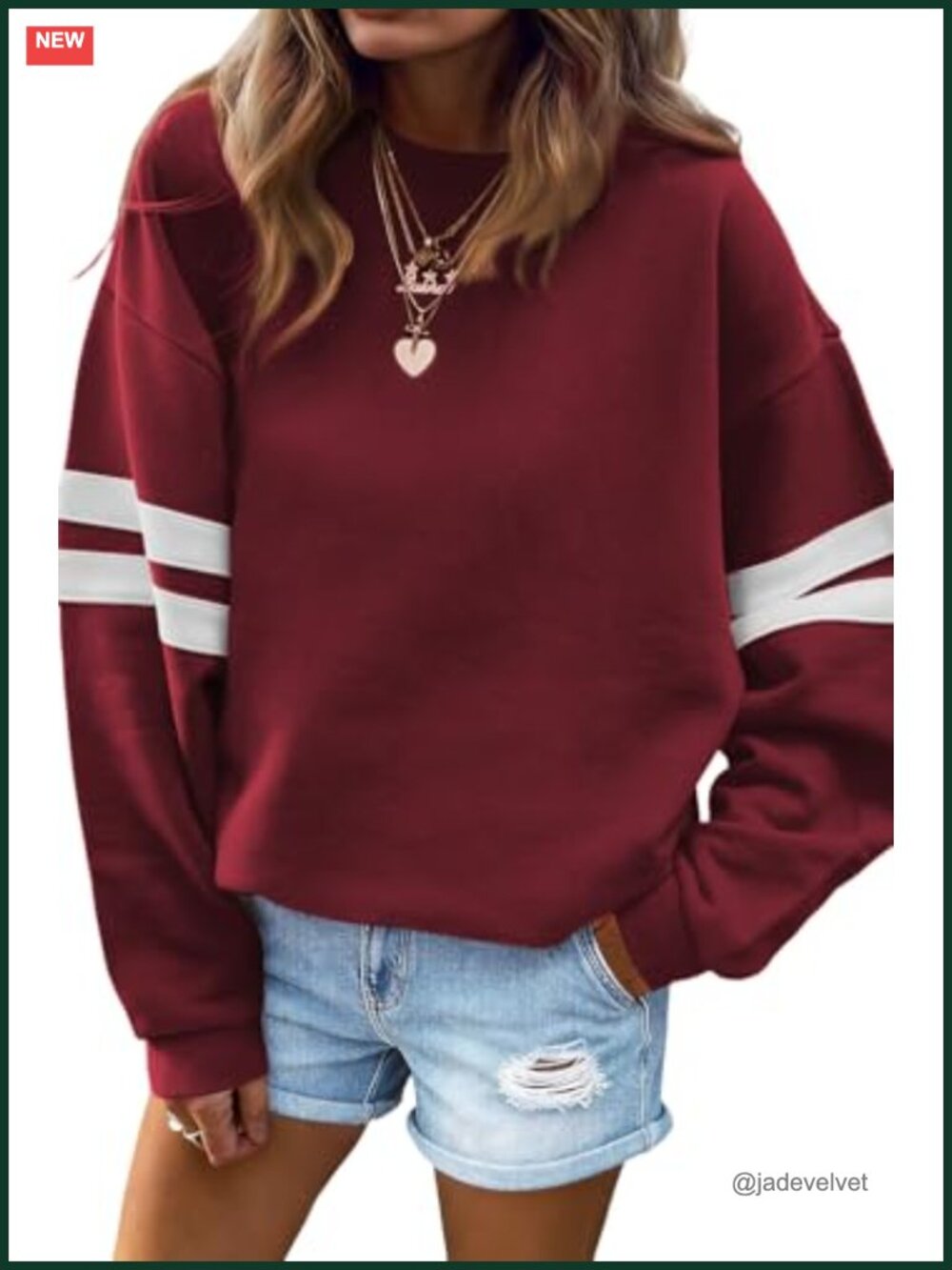 Oversized Striped Sweatshirt Womens Pullover Crewneck Fall Top